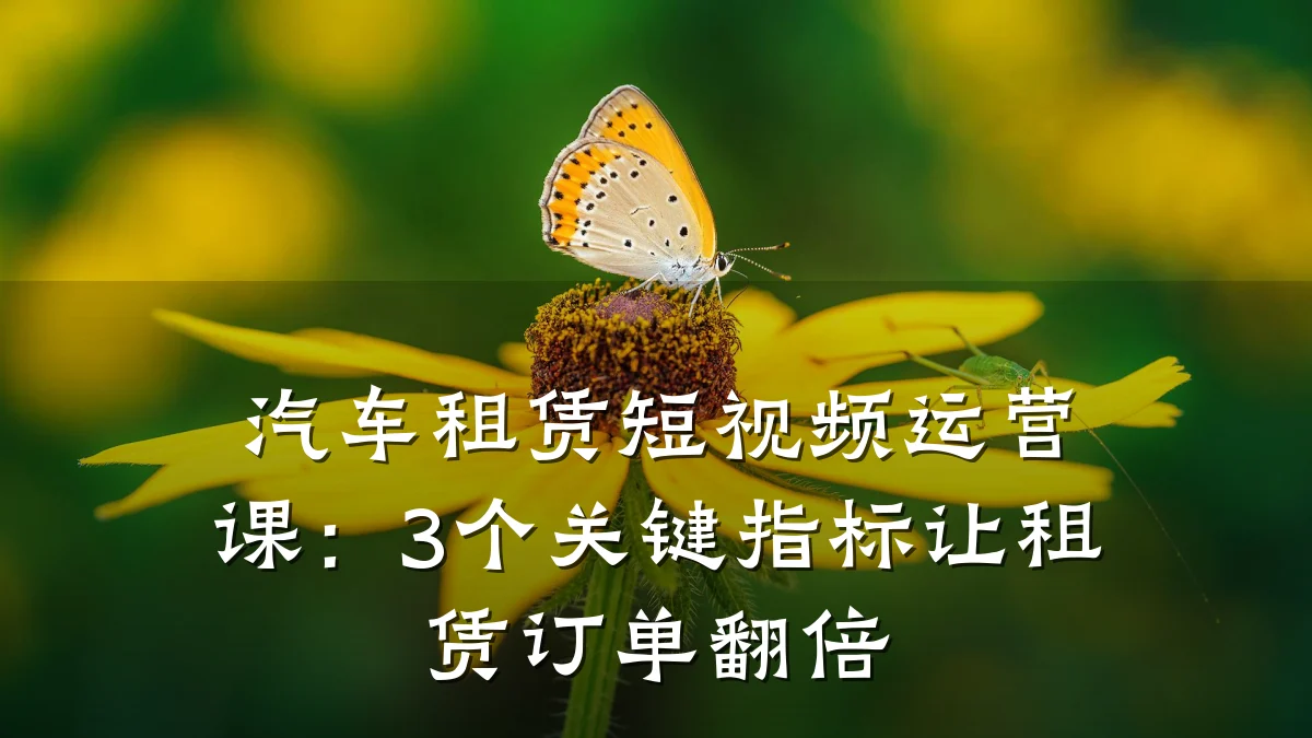 汽车租赁短视频运营课:3个关键指标让租赁订单翻倍